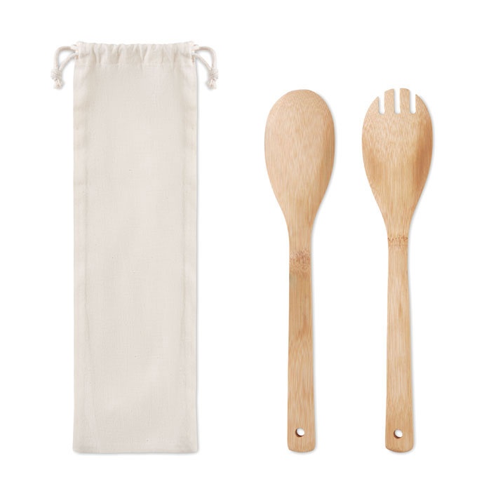 Logo trade promotional item photo of: Set bamboo utensils salad