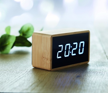 Logo trade promotional products picture of: LED alarm clock bamboo casing Düsseldorf