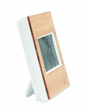 Logo trade advertising products picture of: Weather station bamboo front TURKU