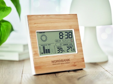 Logo trade corporate gifts image of: Weather station bamboo front TURKU
