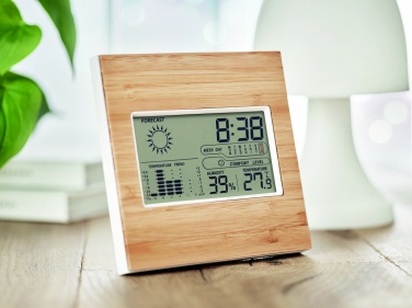 Logotrade promotional item image of: Weather station bamboo front TURKU