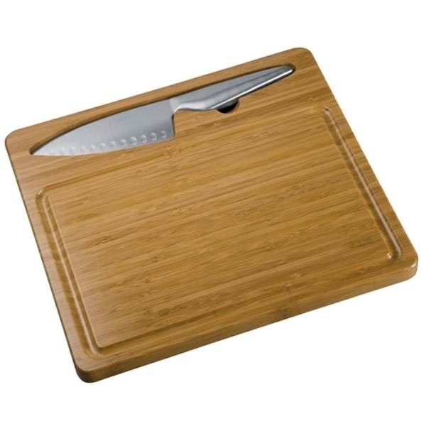 Logo trade business gifts image of: Cutting board with knife MANTOVA