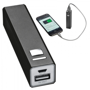 Logo trade promotional merchandise photo of: Metal power bank PORT HOPE 2200mAh