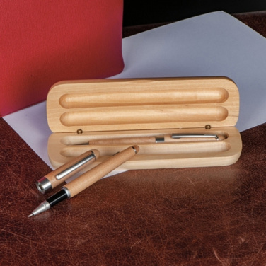 Logotrade corporate gift picture of: Wooden writing set ballpen and roller INDIANAPOLIS