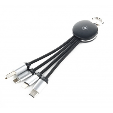 Logo trade promotional giveaways image of: 3in1 cable with enlighted logo for engraving, RXD-368