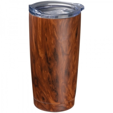 Logotrade promotional gift picture of: Stainless steel mug with wooden look COSTA RICA 550 ml