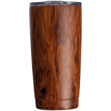 Logotrade promotional merchandise picture of: Stainless steel mug with wooden look COSTA RICA 550 ml