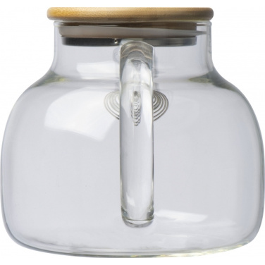 Logo trade promotional merchandise picture of: Glass jug with bamboo lid FRANKFURT 1000ml