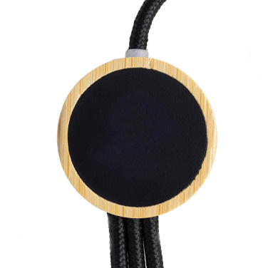 Logo trade promotional products picture of: 3-in-1 cable with elighted logo in a wooden casing, LH-ZMU06