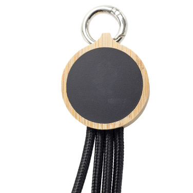 Logotrade promotional giveaway image of: 4-in-1 cable with elighted logo in a wooden casing, LH-ZMU05