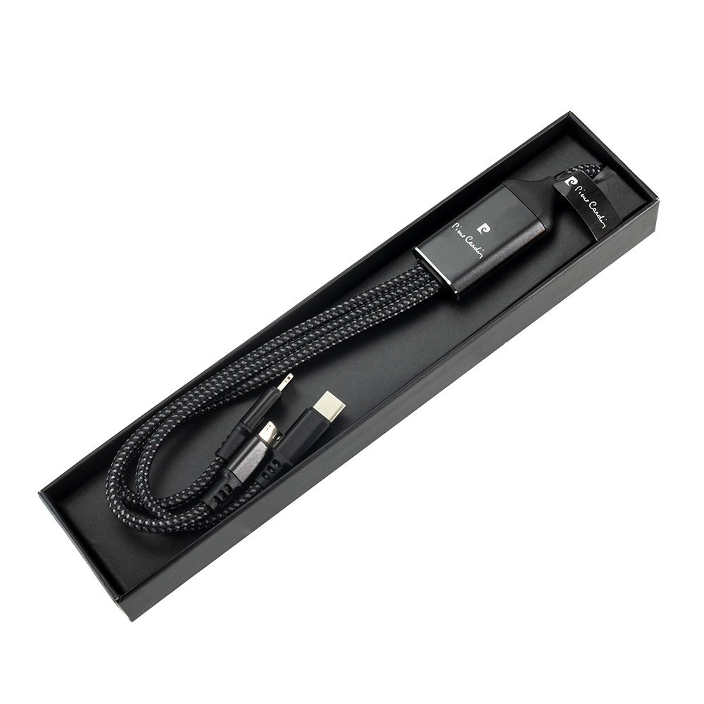 Logo trade advertising product photo of: 3 in 1 cable with elighted logo Pierre Cardin