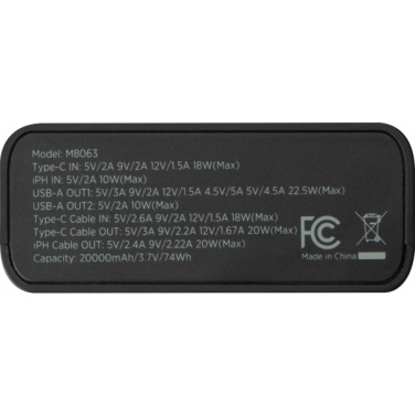 Logo trade advertising products image of: Power bank 20 000 mAh MARABELLA MoLu