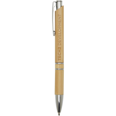 Logo trade corporate gifts picture of: Wicker bamboo ballpoint pen