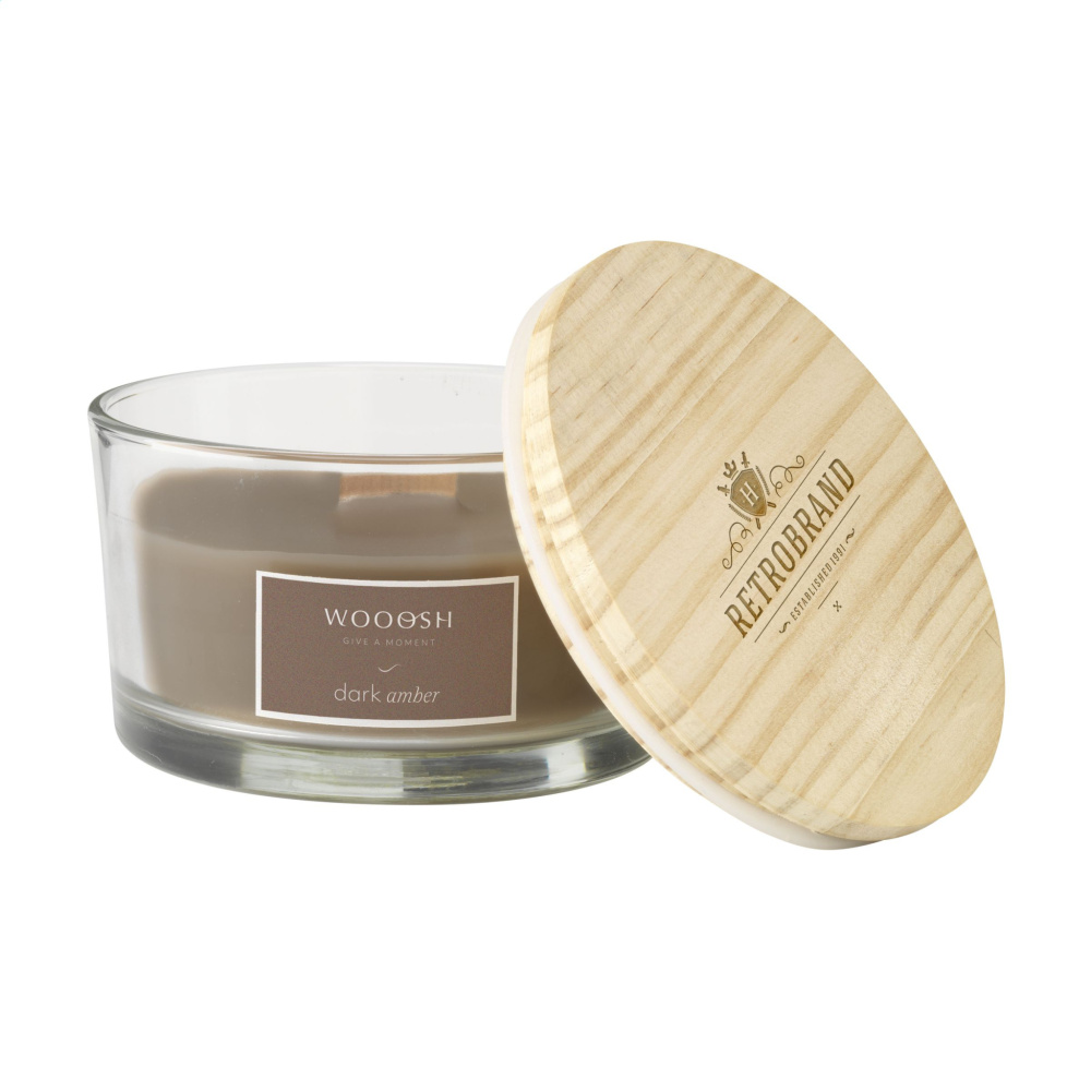 Logotrade promotional item picture of: Wooosh Flame Scented Candle Dark Amber