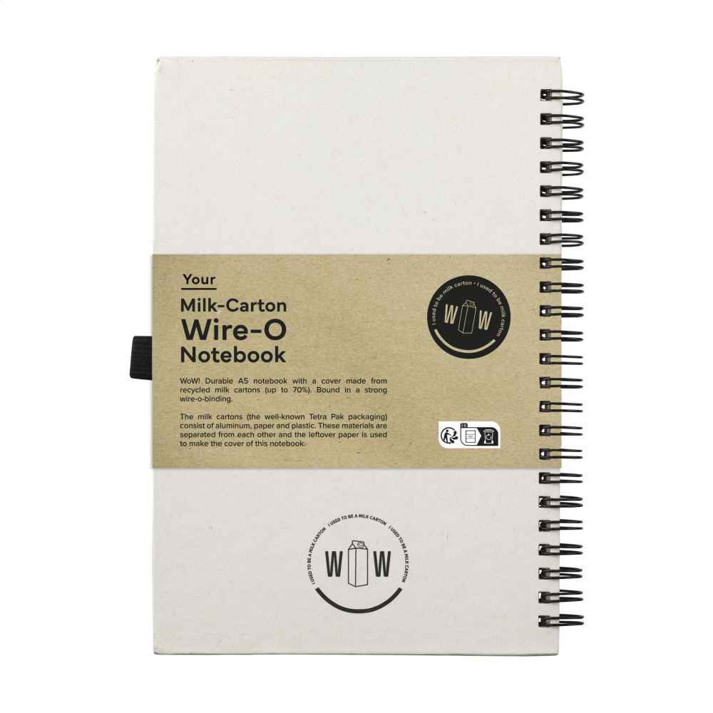 Logotrade promotional item image of: Milk-Carton Wire-O Paper Notebook A5