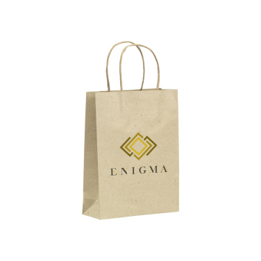 Logo trade business gifts image of: Leaf It Bag recycled grass paper (120 g/m²) M