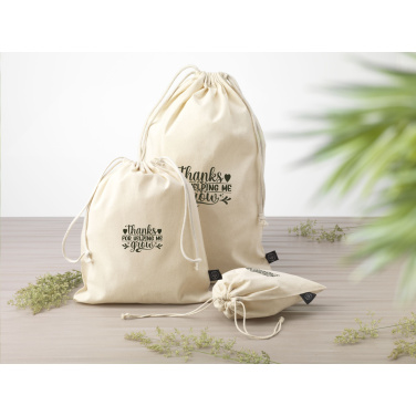 Logo trade promotional giveaway photo of: Gift Pouch Natural GRS Recycled Cotton (150 g/m²) L