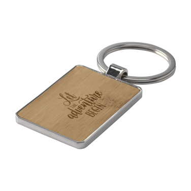 Logo trade promotional giveaways image of: Bamboo Key Rectangle keyring