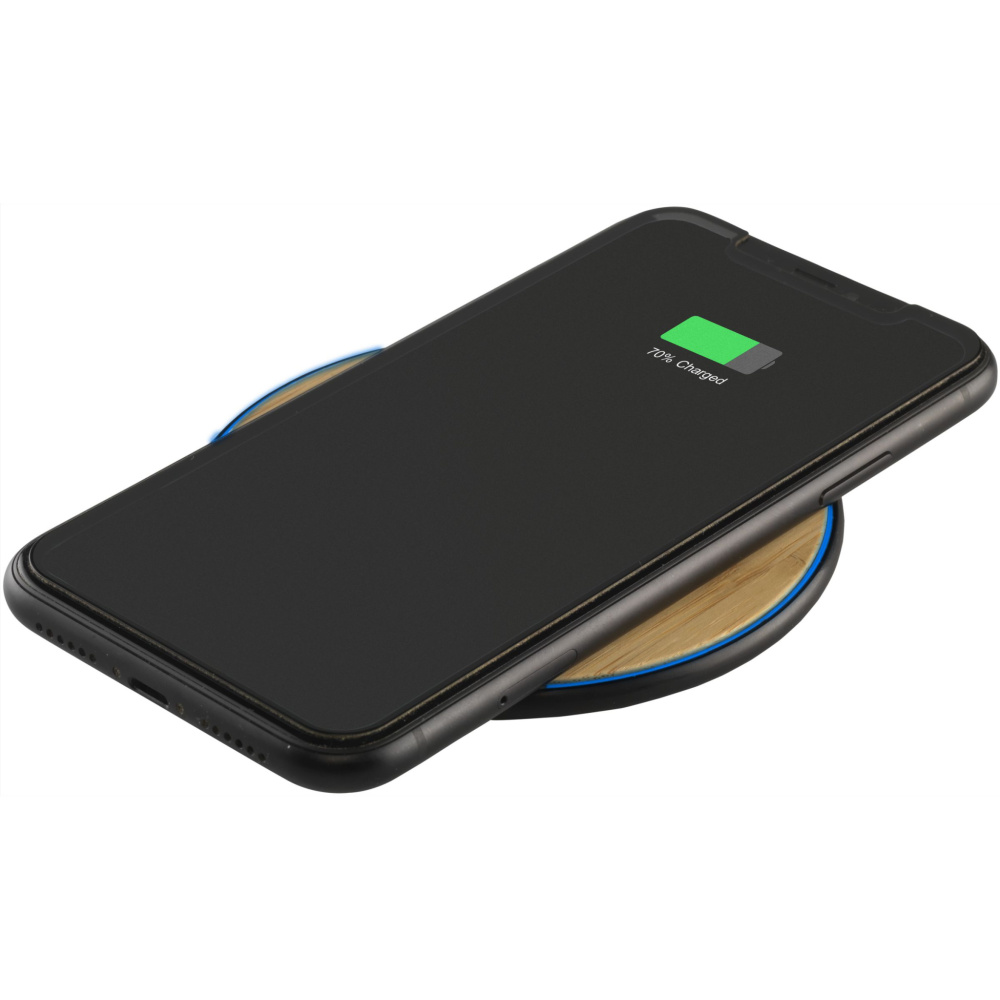 Logo trade promotional giveaways image of: Bamboo 10W Wireless Charger wireless fast charger