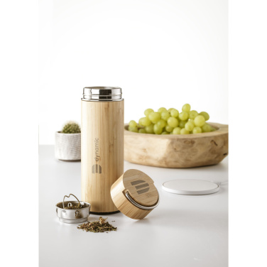 Logo trade advertising product photo of: Nikko 330 ml bamboo thermo bottle/thermo cup