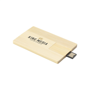 Logotrade promotional item image of: CreditCard USB Bamboo 32 GB