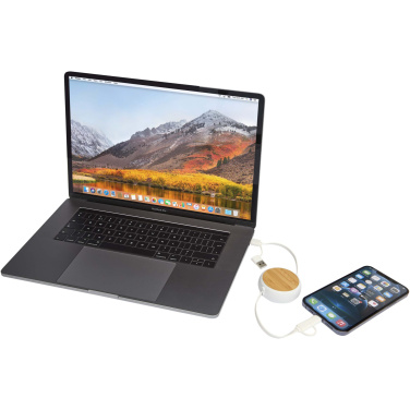 Logo trade promotional merchandise image of: Chechia 5-in-1 recycled plastic 100 cm retractable data sync and 45W fast charge cable