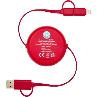 Logotrade promotional merchandise picture of: Alasia 5-in-1 100 cm recycled plastic and aluminium retractable data sync and 45W fast charge cable