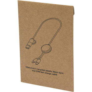 Logo trade corporate gifts image of: Citala 5-in-1 recycled plastic 30 cm data sync and 27W fast charge cable