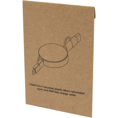 Logo trade promotional items image of: Citala 5-in-1 recycled plastic 90 cm retractable data sync and 40W fast charge cable