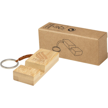 Logo trade promotional gifts image of: Bosona bamboo phone holder with keychain