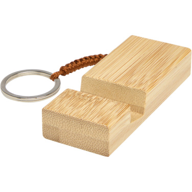 Logo trade promotional giveaways image of: Bosona bamboo phone holder with keychain