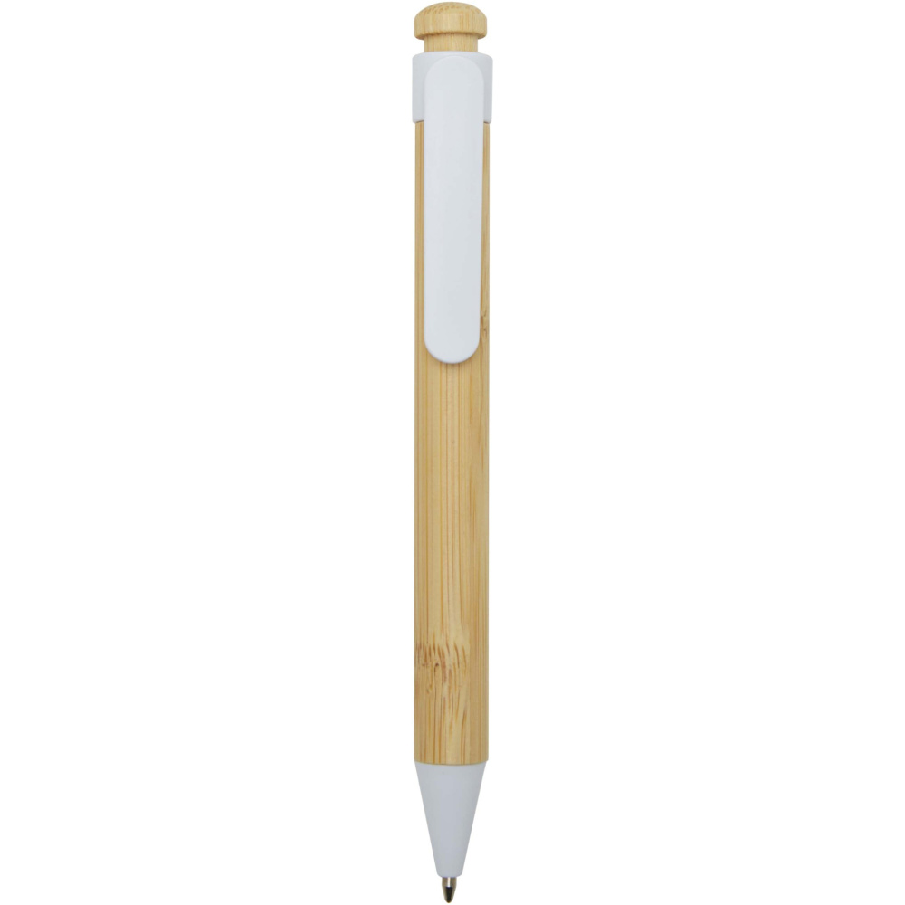 Logo trade promotional merchandise photo of: Rattan bamboo and recycled plastic ballpoint pen (black ink)