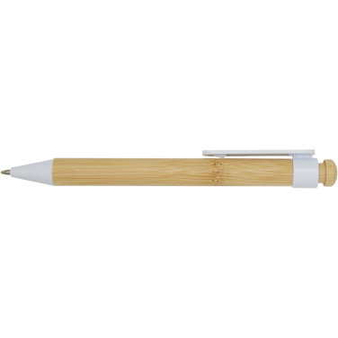 Logo trade promotional items image of: Rattan bamboo and recycled plastic ballpoint pen (black ink)