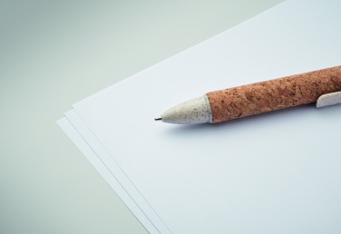 Logo trade promotional items picture of: Cork 4-colour ink ball pen
