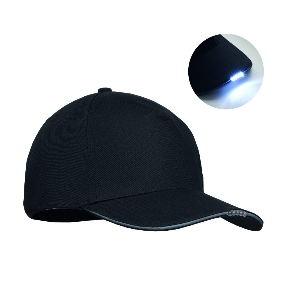 Logotrade promotional gift image of: 5 panel LED cotton cap 220gr/m²