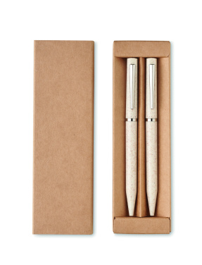 Logo trade promotional merchandise image of: Wheat straw/ABS twist pen set