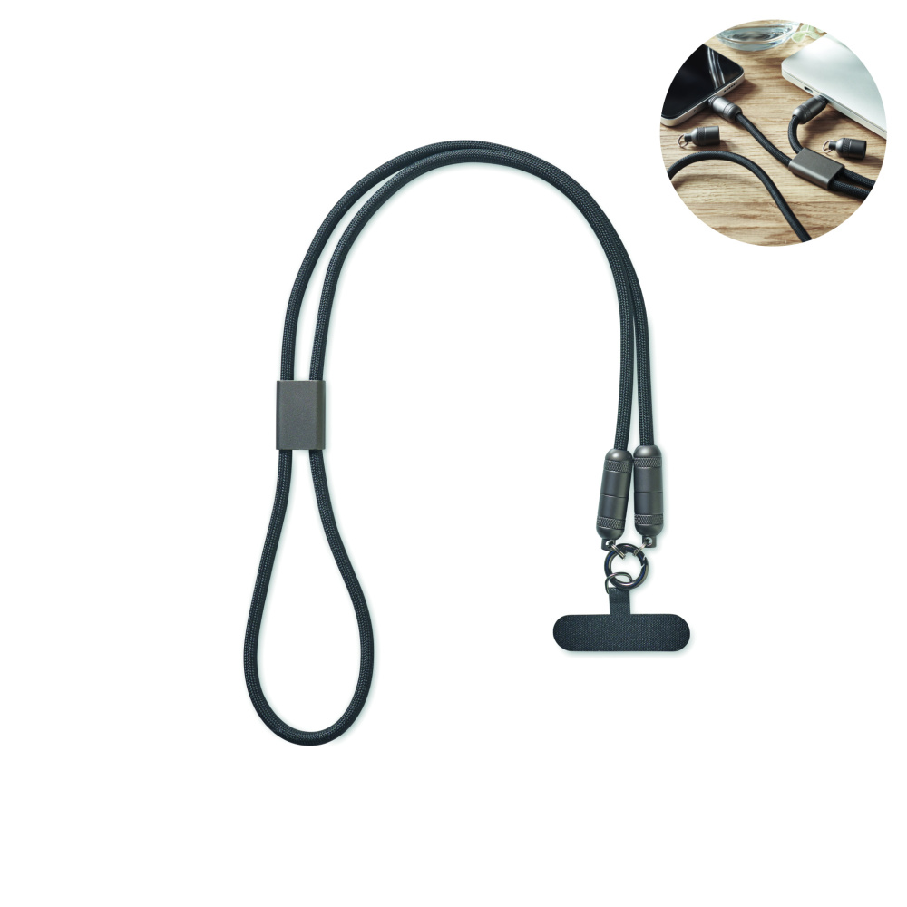 Logo trade promotional merchandise picture of: 60W phone holder lanyard cable