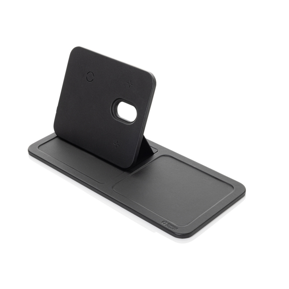 Logo trade corporate gifts image of: Swiss Peak 3 in 1 RCS recycled PU wireless charger desk tray