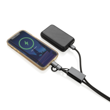 Logo trade promotional gifts image of: Terra RCS recycled PET phone cord with dual charge cable