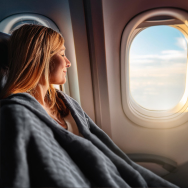 Logotrade corporate gift image of: Blanket and pillow 2 in 1 AMIATA Schwarzwolf