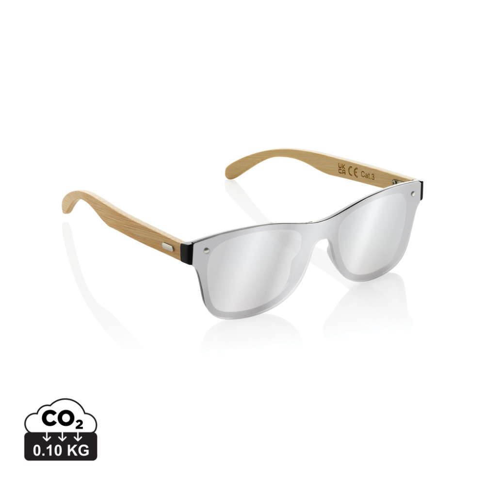 Logo trade promotional giveaways picture of: Prism RCS recycled plastic sunglasses with bamboo frame