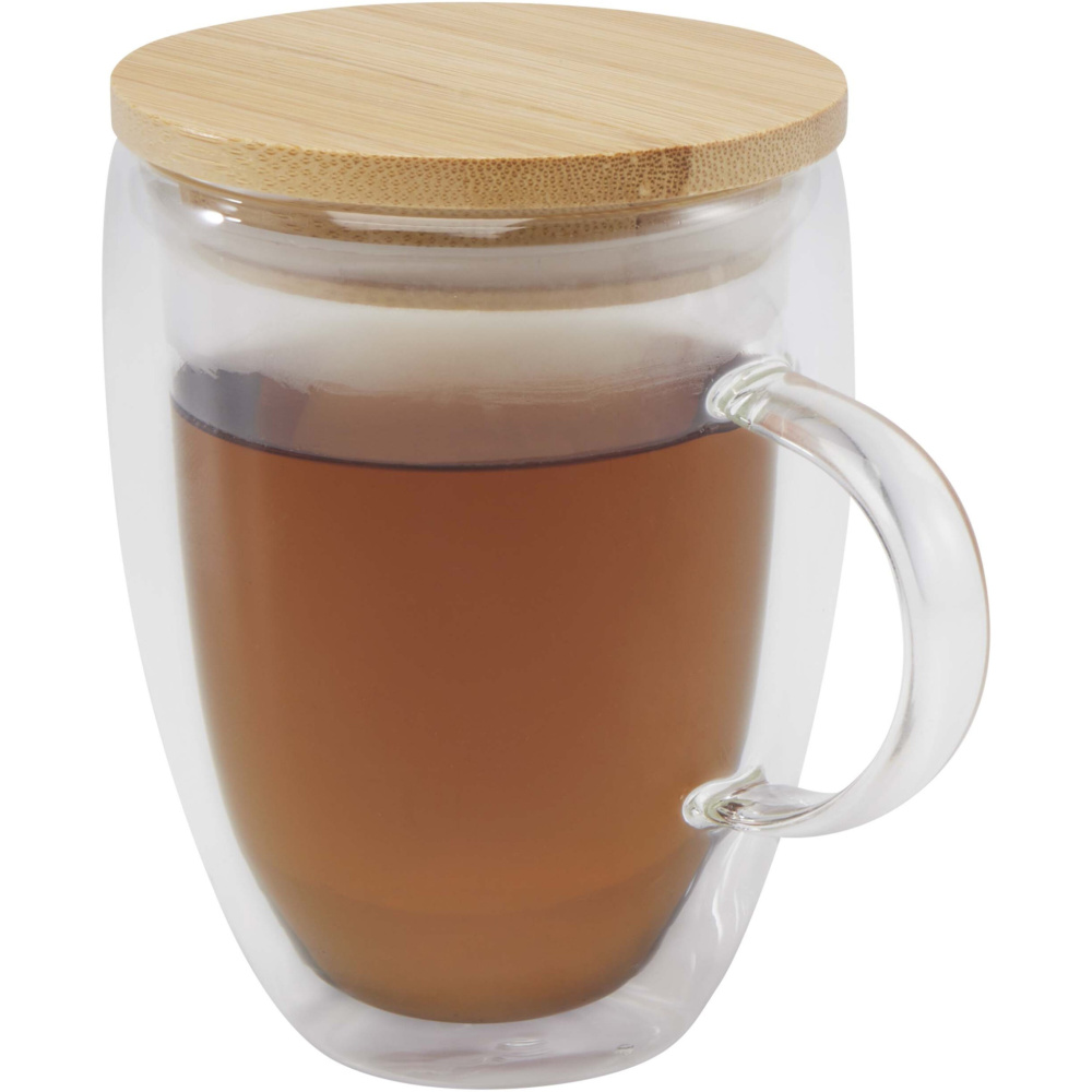 Logo trade promotional gift photo of: Leona 350 ml glass cup with bamboo lid