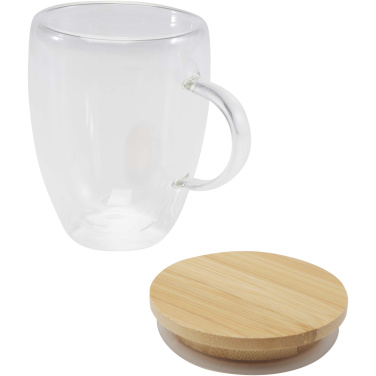 Logotrade promotional product picture of: Leona 350 ml glass cup with bamboo lid
