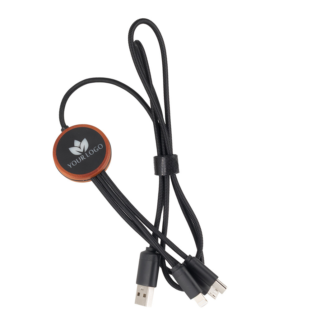 Logo trade corporate gifts image of: Cable 3in1 with illuminated logo - LH-ZM04