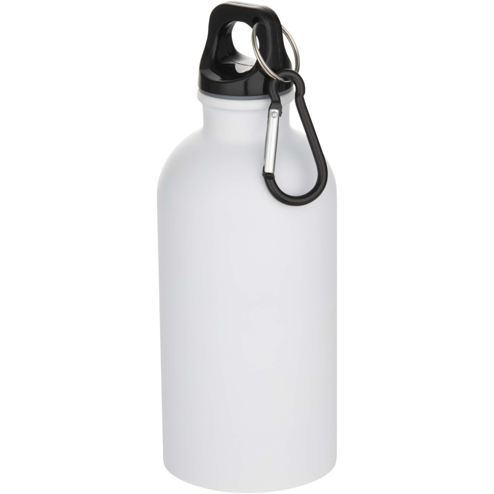 Logo trade promotional merchandise picture of: Oregon 400 ml matte RCS recycled single wall stainless steel water bottle with carabiner