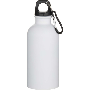 Logo trade promotional merchandise picture of: Oregon 400 ml matte RCS recycled single wall stainless steel water bottle with carabiner