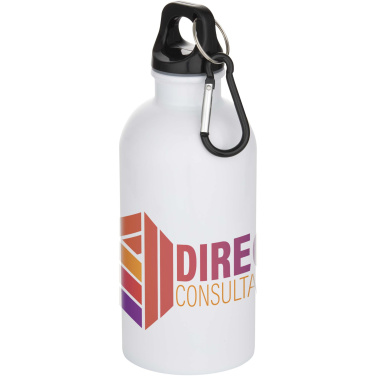 Logo trade promotional item photo of: Oregon 400 ml sublimation RCS recycled single wall stainless steel water bottle with carabiner