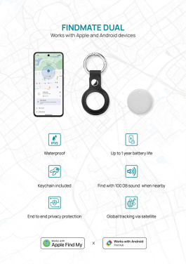 Logotrade promotional giveaways photo of: Findmate Dual RCS recycled plastic item finder IPX 5