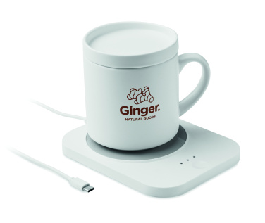 Logo trade corporate gift photo of: Wireless charger mug warmer set