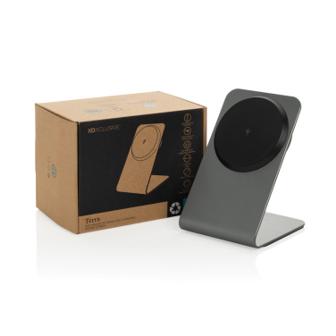 Logo trade promotional merchandise picture of: Terra aluminium 15W magnetic wireless charging phone stand